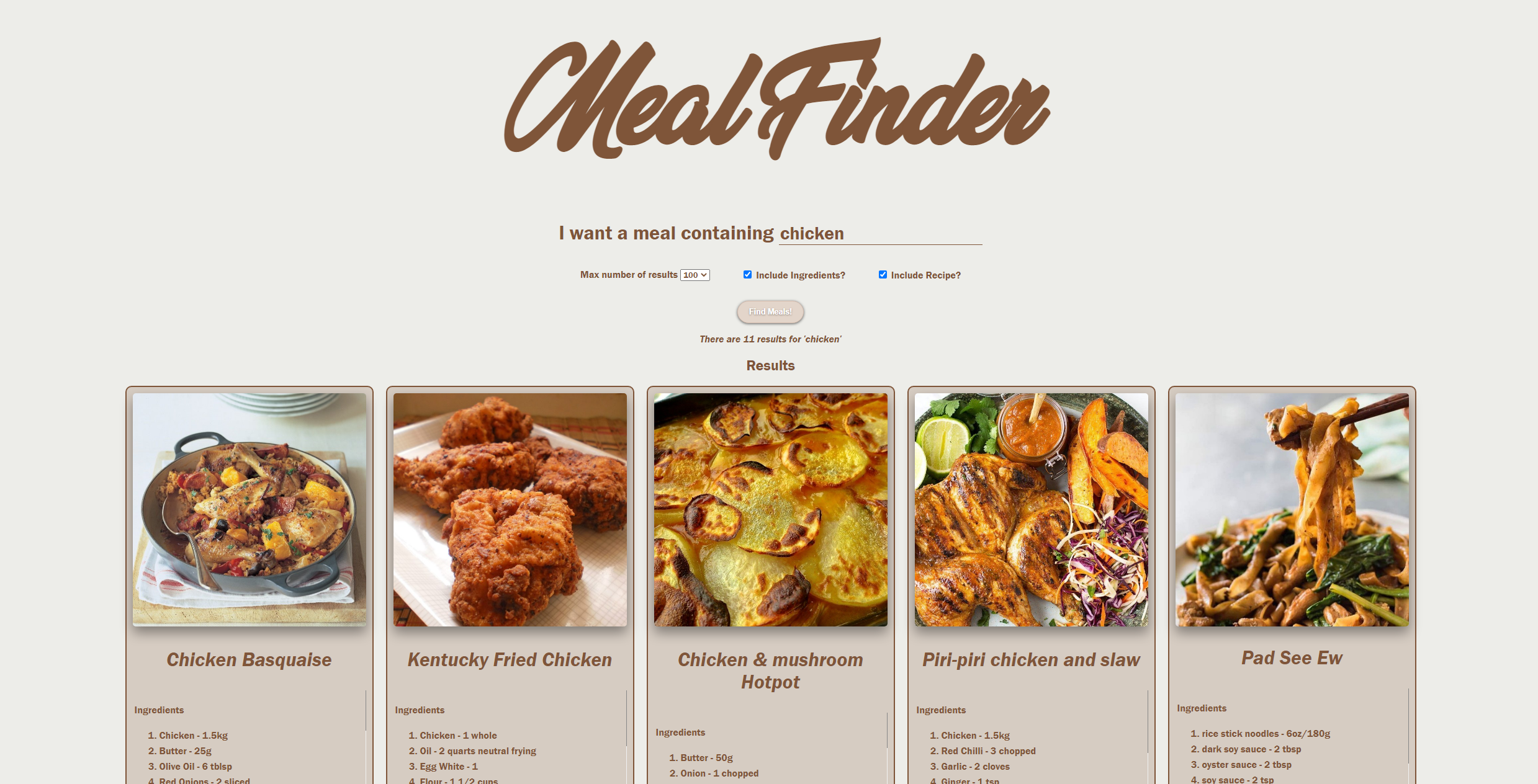 Meal Finder Screenshot